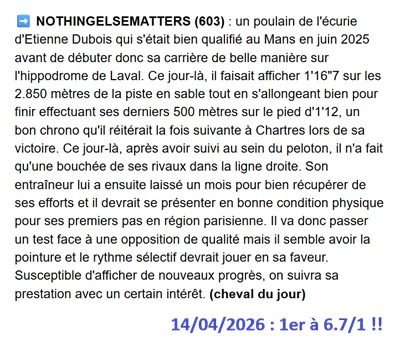 Pronostic PMU gagnant du 14/04/2026