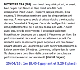 Pronostic PMU gagnant du 25/04/2026