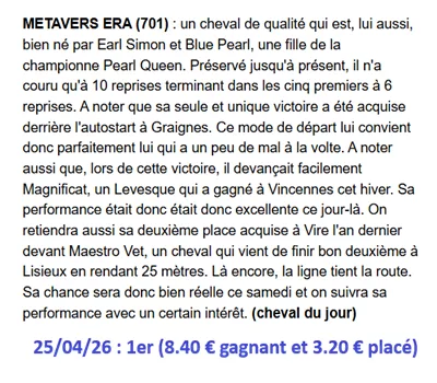 Pronostic PMU gagnant du 25/04/2026