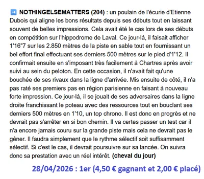 Pronostic PMU gagnant du 28/04/2026