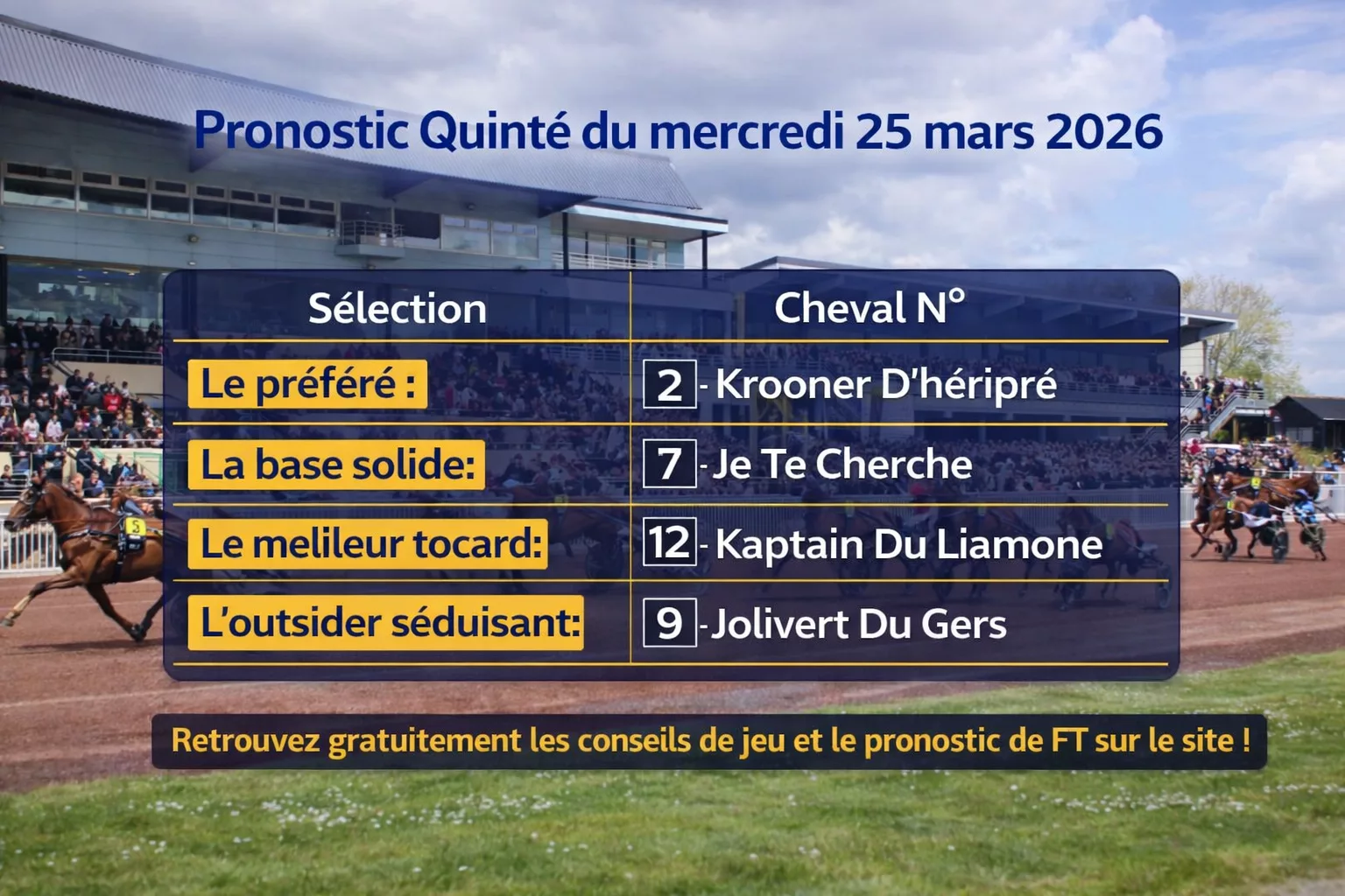 Pronostic PMU du mercredi 25 mars 2026 à Marseille-Borely