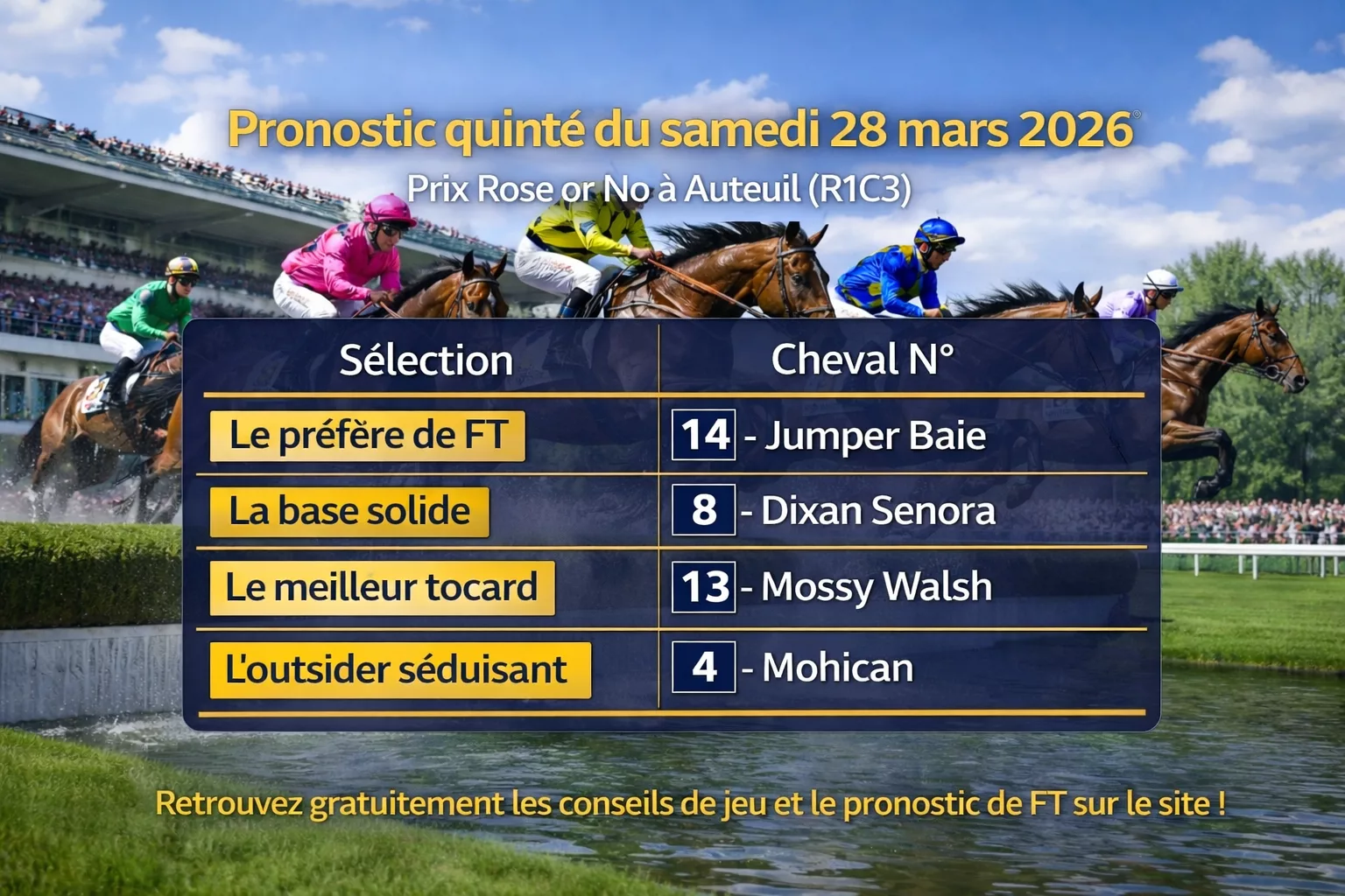 Pronostic PMU du samedi 28 mars 2026