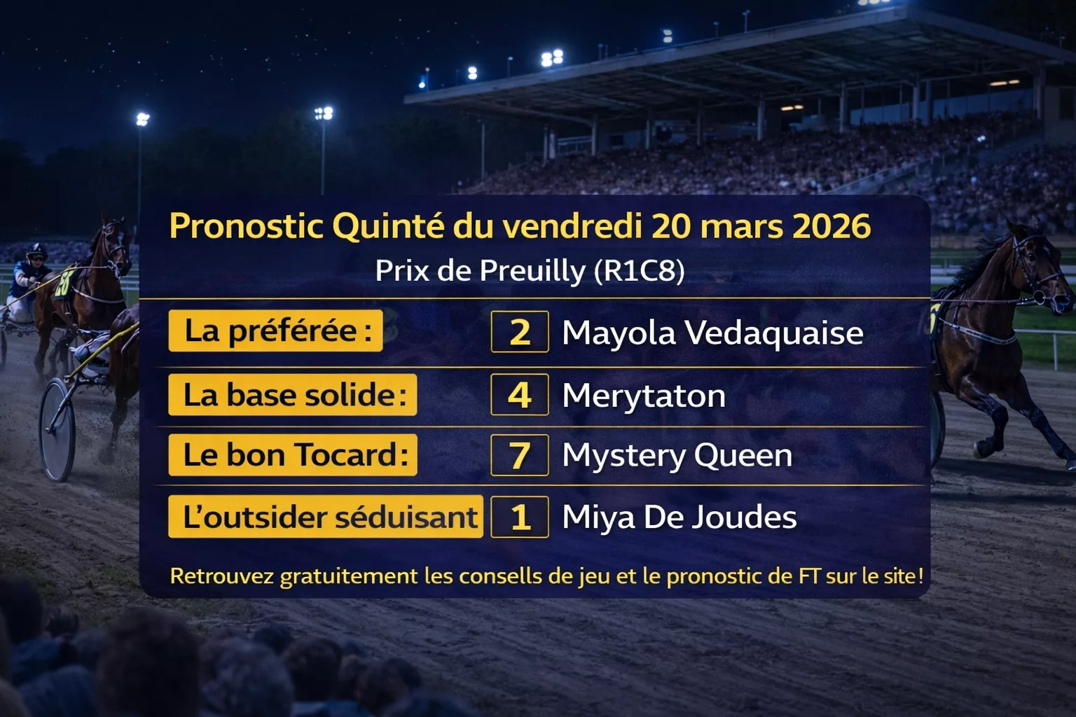 Pronostic PMU du vendredi 20 mars 2026