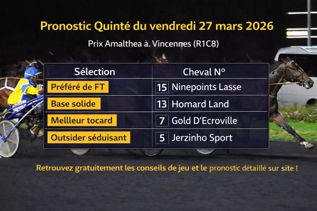 Pronostic PMU du vendredi 27 mars 2026