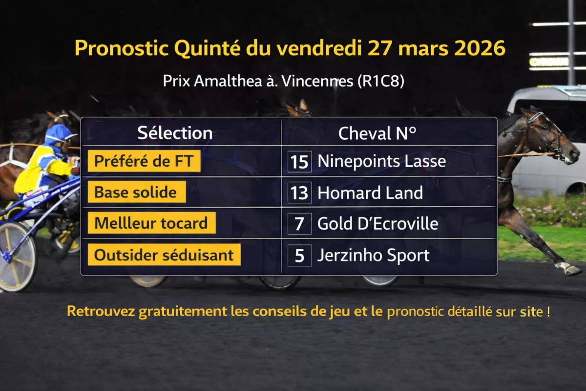 Pronostic PMU du vendredi 27 mars 2026