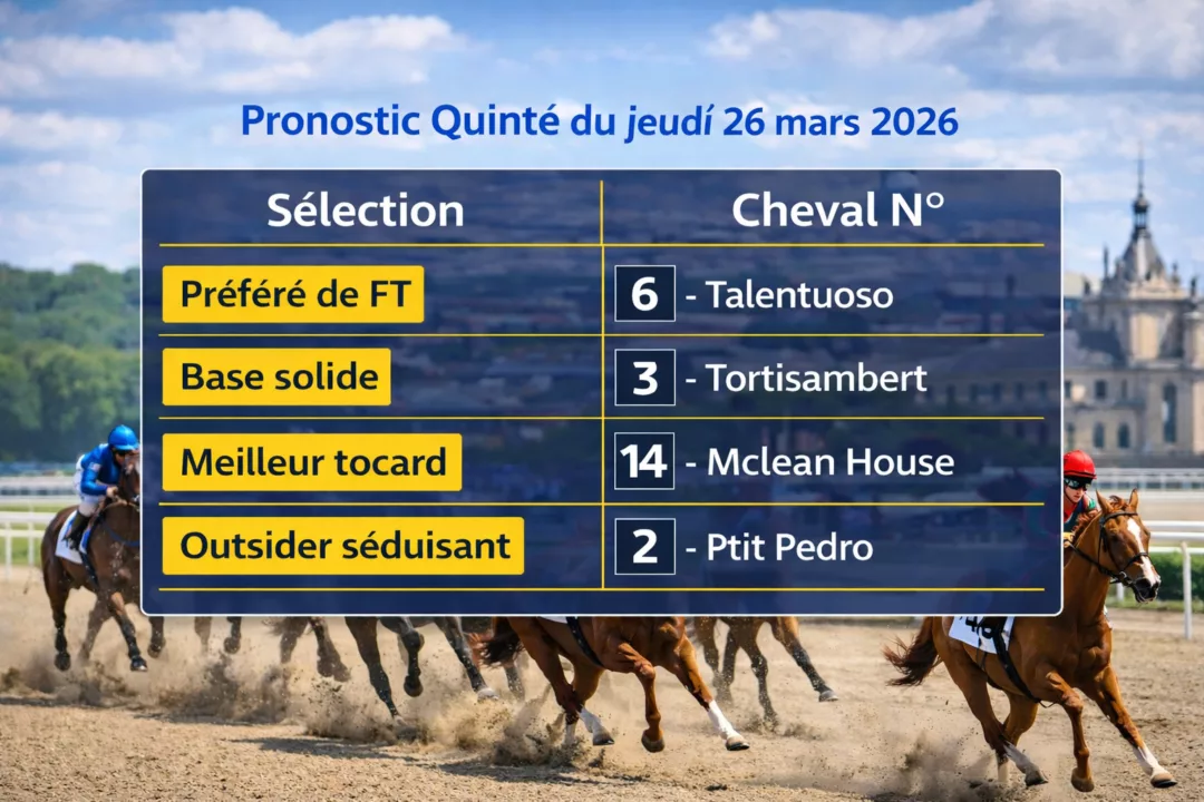 Pronostic Quinté du PMU du jeudi 26 mars 2026