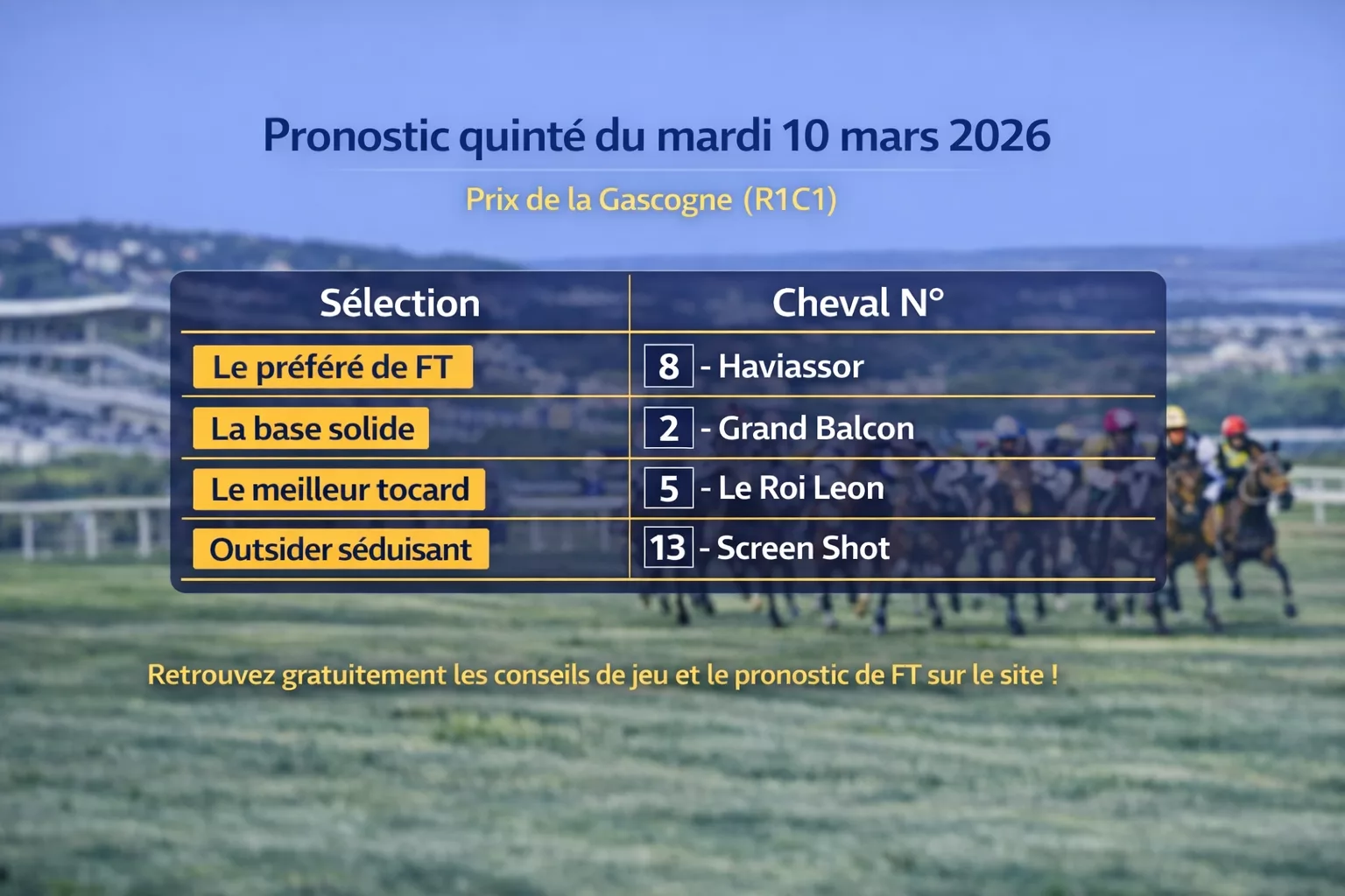 Pronostic Quinté du mardi 10 mars 2026