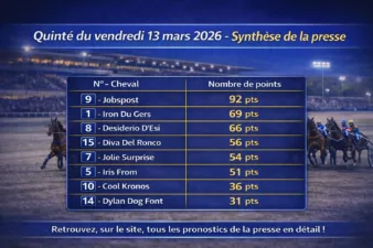 Pronostic Quinté presse du vendredi 13 mars 2026