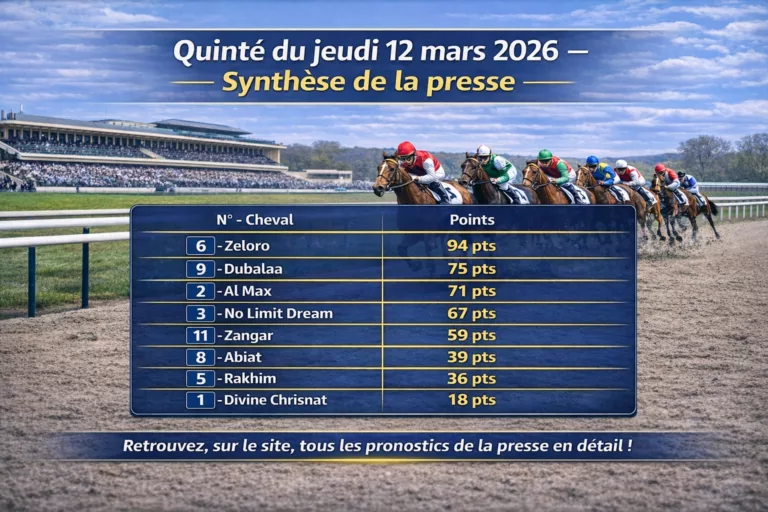 Pronostic presse Quinté du jeudi 12 mars 2026