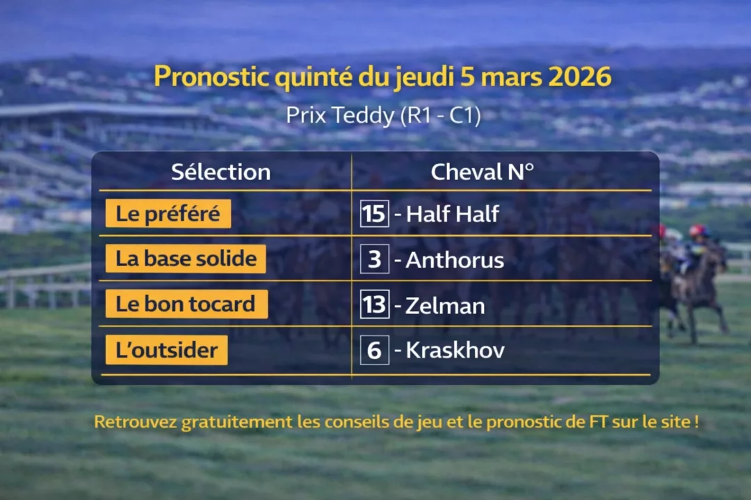 Pronostic quinté du jeudi 5 mars 2026