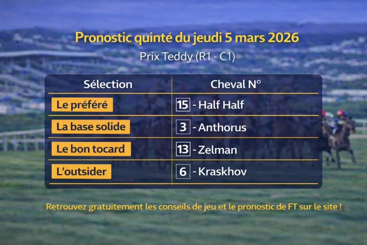 Pronostic quinté du jeudi 5 mars 2026