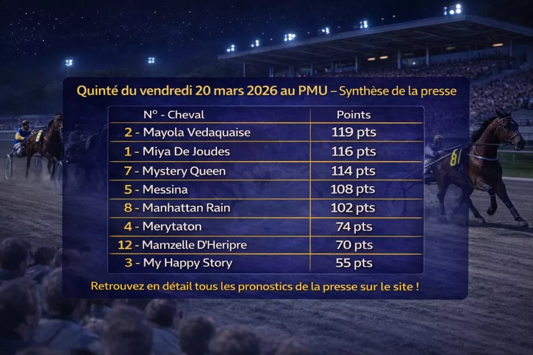 Pronostics presse PMU du vendredi 20 mars 2026