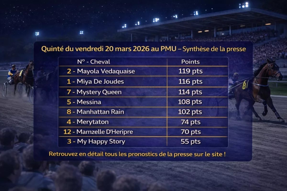 Pronostics presse PMU du vendredi 20 mars 2026