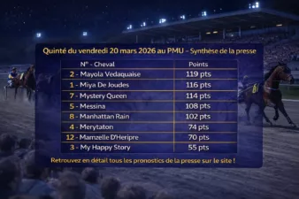 Pronostics presse PMU du vendredi 20 mars 2026