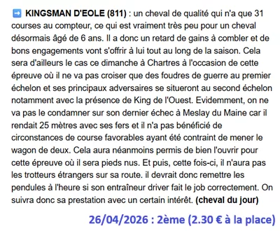 Pronostic PMU gagnant du 26/04/2026