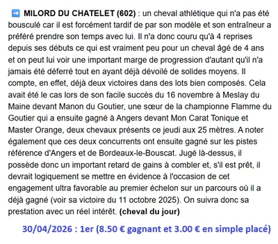 Pronostic PMU gagnant du 30/04/2026