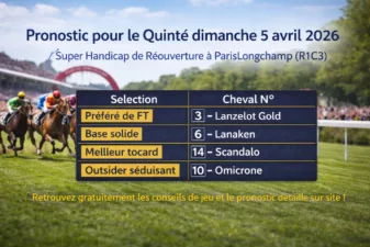 Pronostic quinté dimanche 5 avril 2026