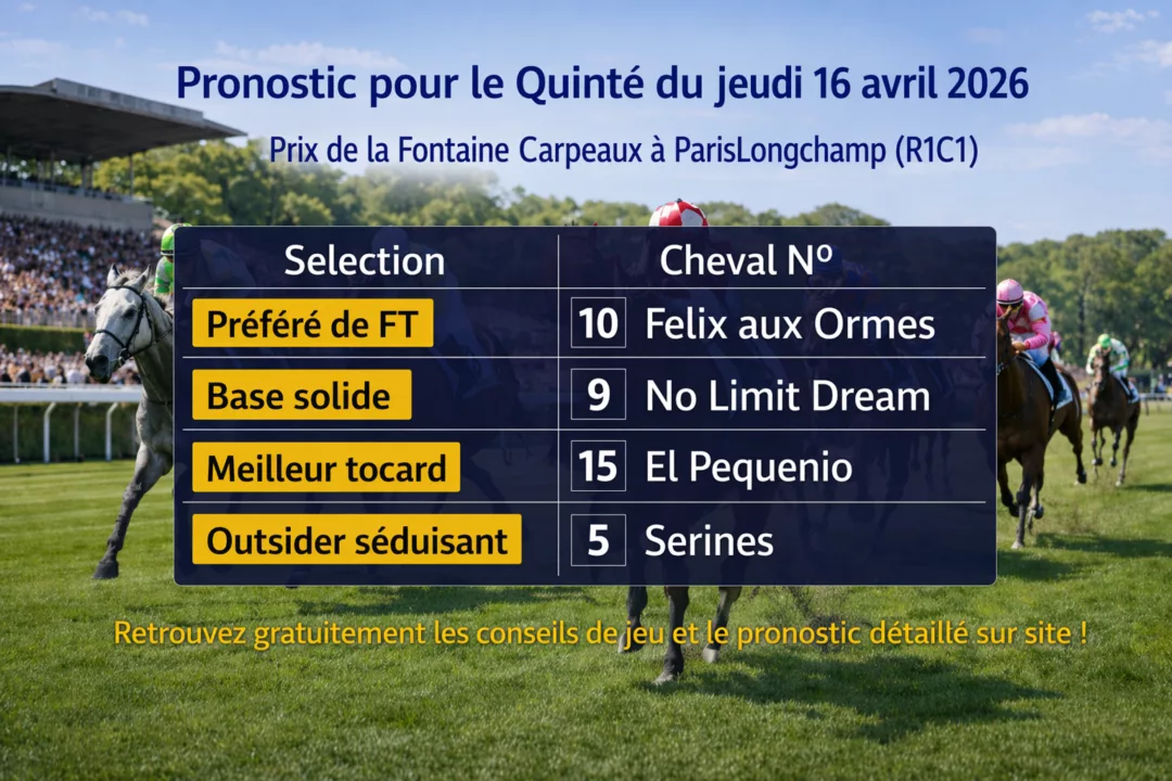 Pronostic quinté du jeudi 16 avril 2026