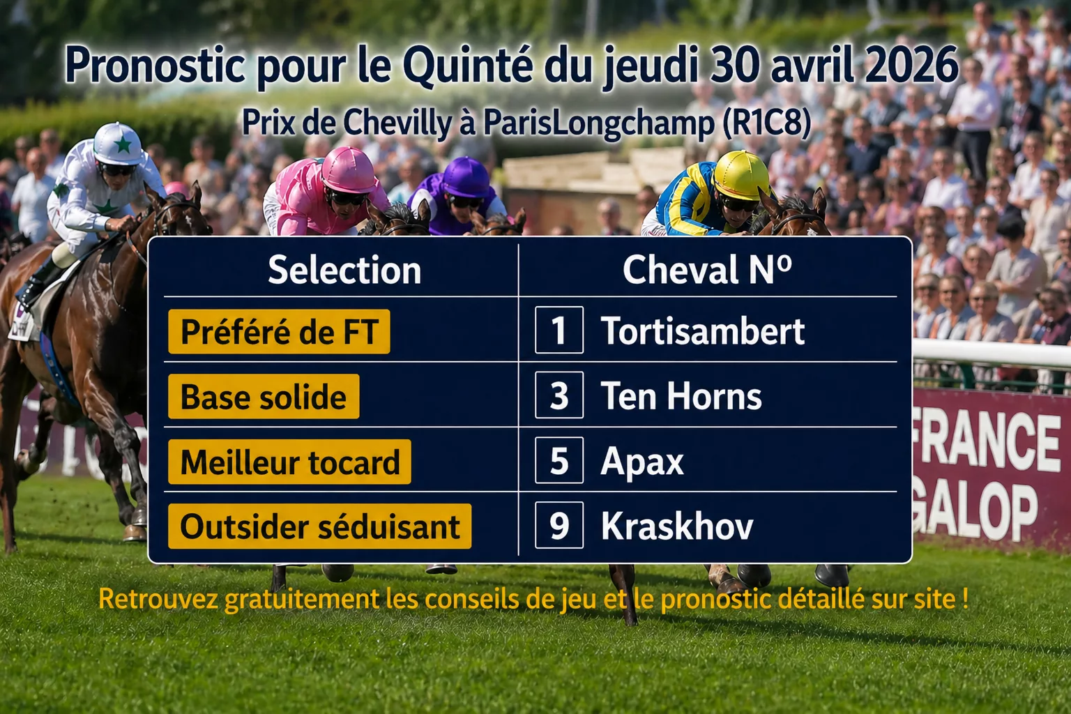 Pronostic quinté du jeudi 30 avril 2026