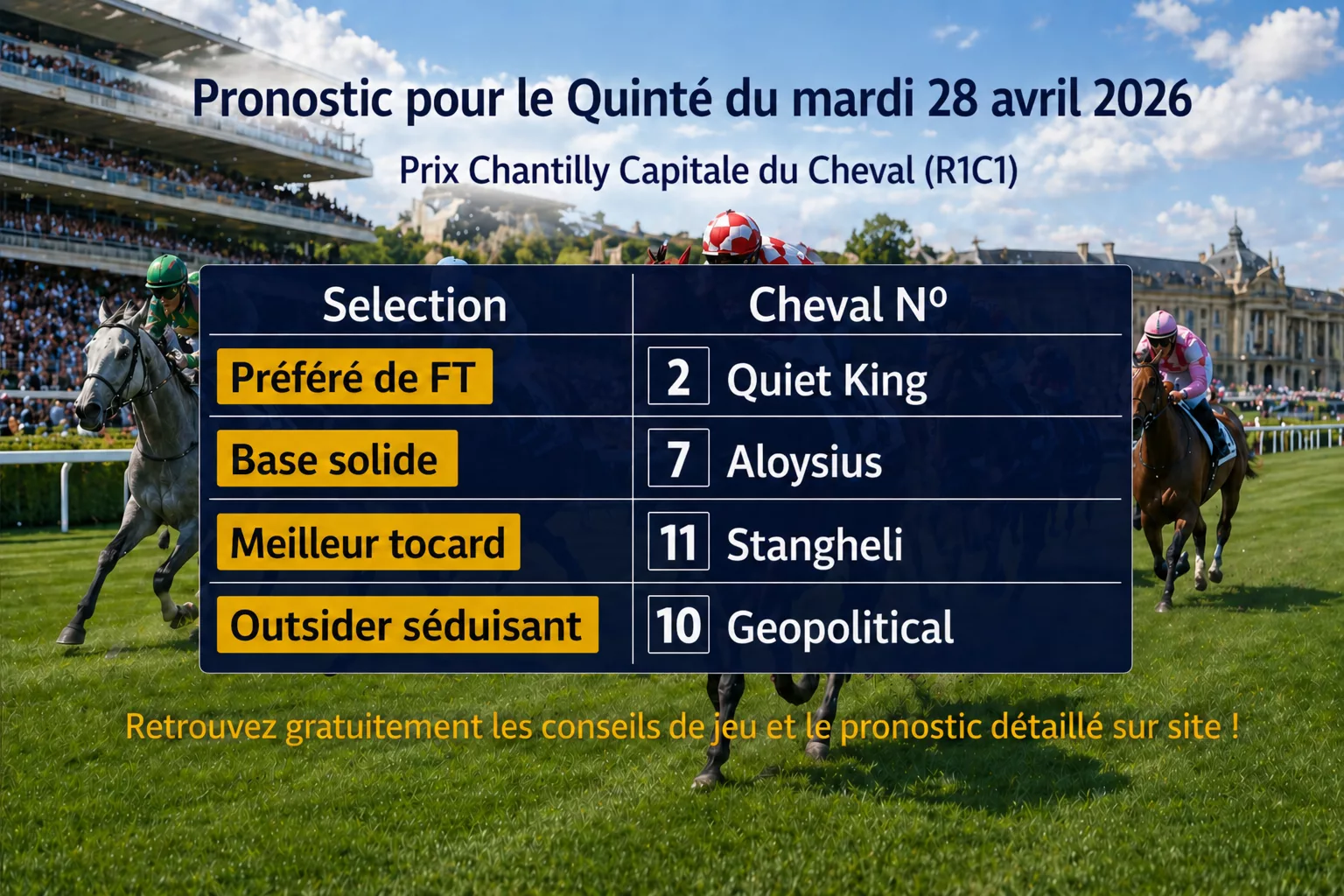 Pronostic quinté du mardi 28 avril 2026