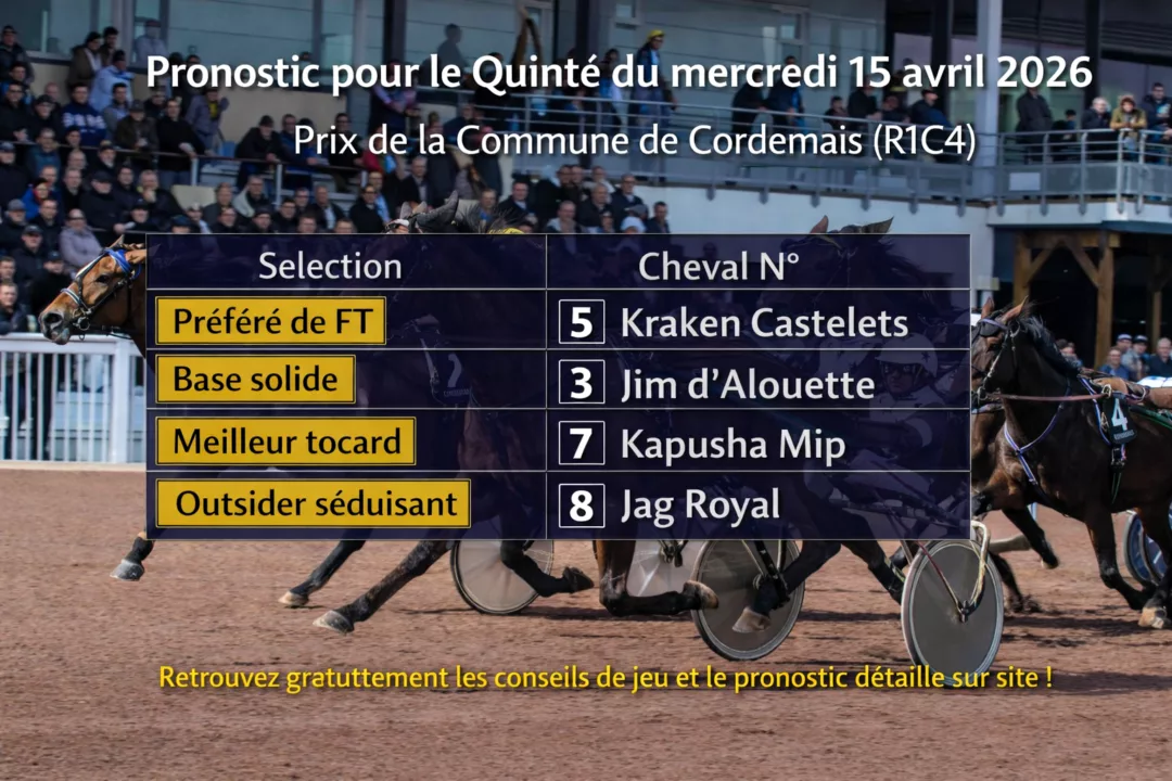 Pronostic quinté du mercredi 15 avril 2026