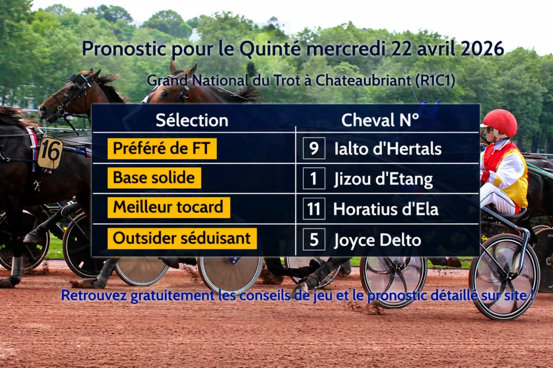 Pronostic quinté du mercredi 22 avril 2026