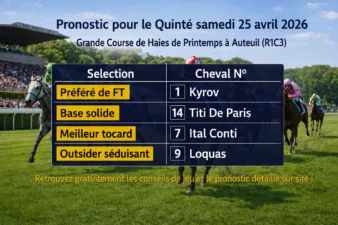 Pronostic quinté du samedi 25 avril 2026