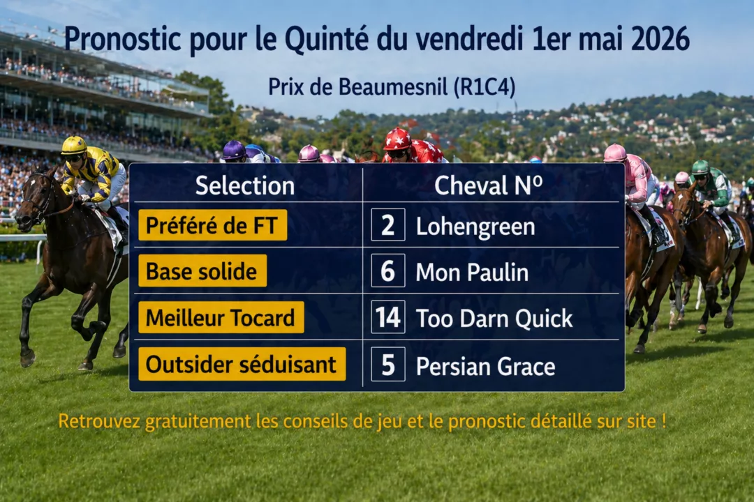 Pronostic quinté du vendredi 1er mai 2026