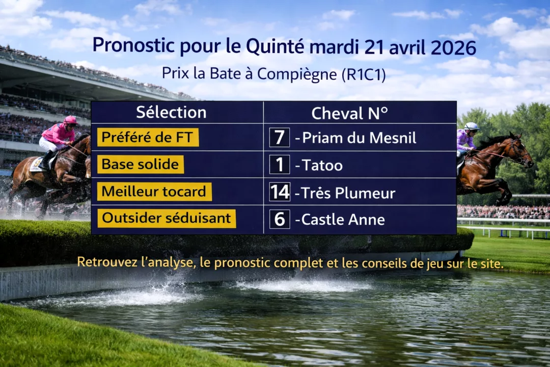Pronostic quinté mardi 21 avril 2026