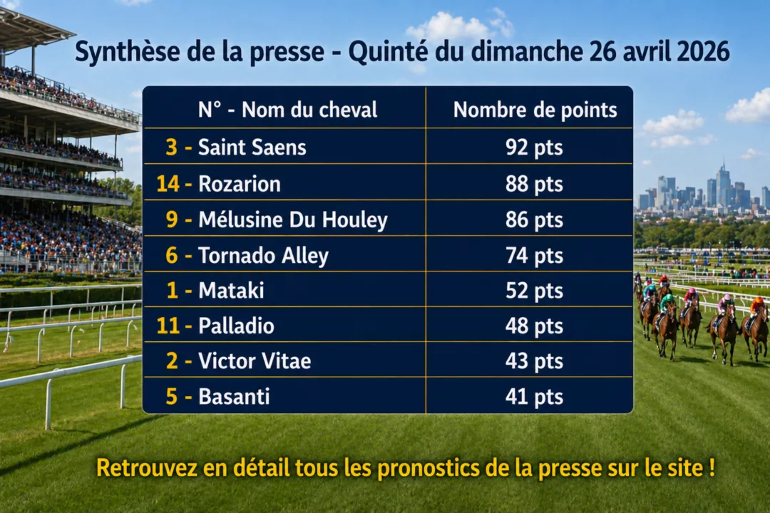 Pronostic quinté presse PMU du dimanche 26 avril 2026