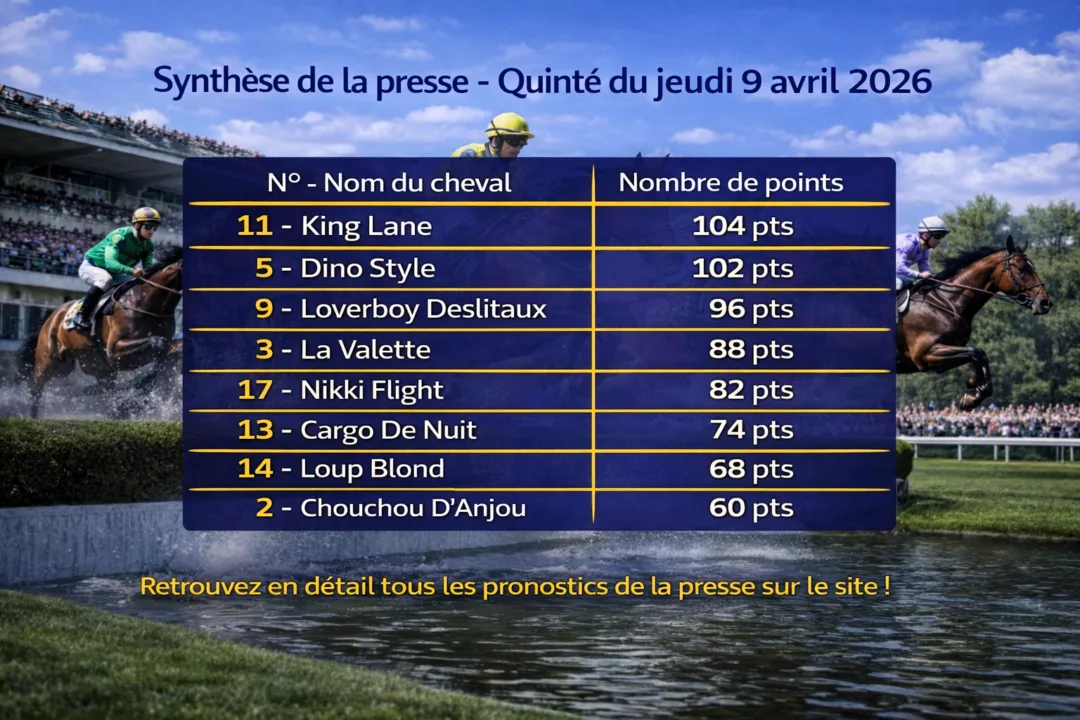 Pronostic quinté presse PMU du jeudi 9 avril 2026