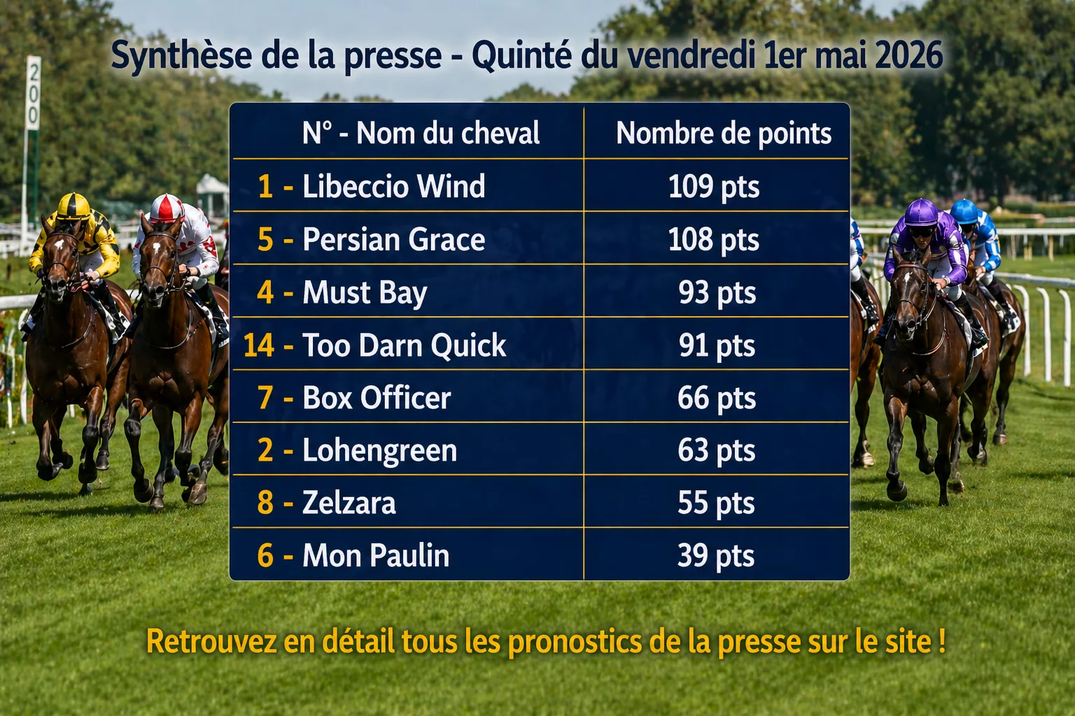 Meilleurs Pronostics presse PMU vendredi 1er mai 2026