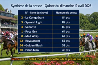 Pronostic quinté presse du dimanche 19 avril 2026