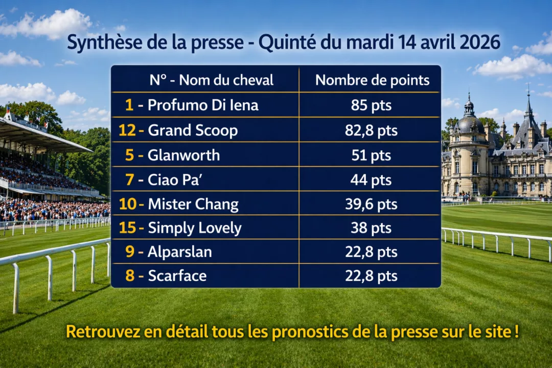 Pronostic quinté presse du mardi 14 avril 2026