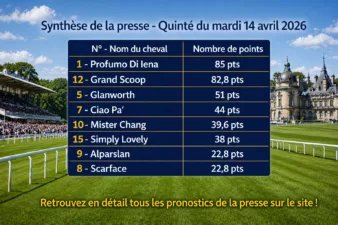 Pronostic quinté presse du mardi 14 avril 2026