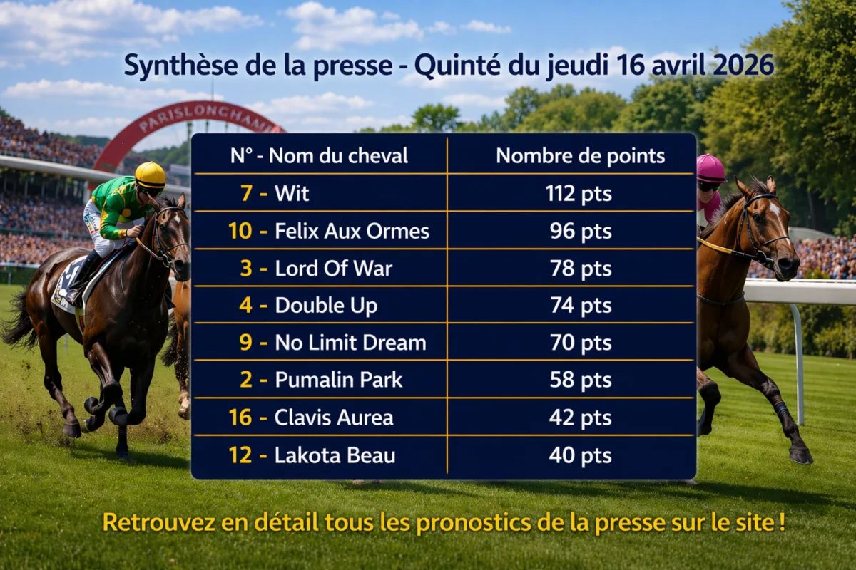 Synthèse de la presse Quinté du 16 avril 2026