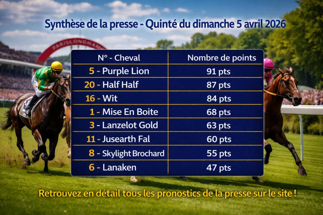 Synthèse de la presse Quinté du dimanche 5 avril 2026 au PMU