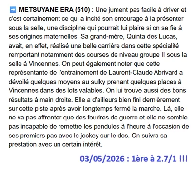 Pronostic PMU gagnant du 03/05/2026
