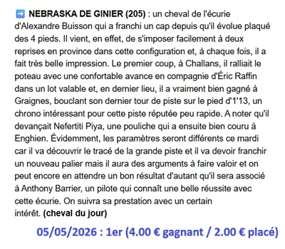 Pronostic PMU gagnant du 05/05/2026