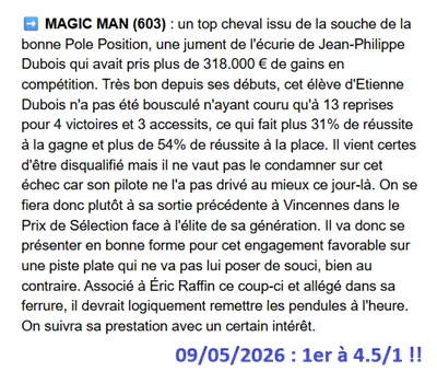 Pronostic PMU gagnant du 09/05/2026