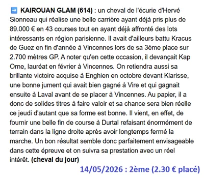 Pronostic PMU gagnant du 14/05/2026