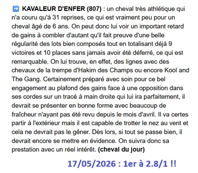 Pronostic PMU gagnant du 17/05/2026