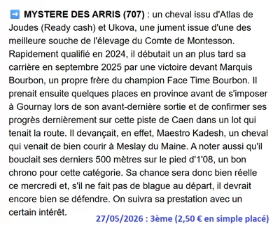 Pronostic PMU gagnant du mercredi 27/05/2026