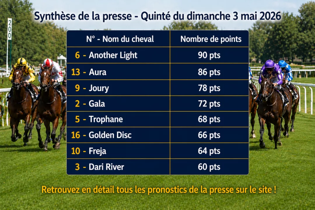 Pronostic presse PMU dimanche 3 mai 2026