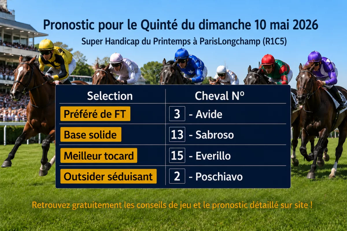 Pronostic PMU Du Dimanche 10 Mai 2026 Quint Base Et Tocard
