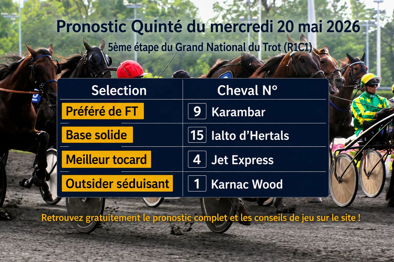 Pronostic quinté du mercredi 20 mai 2026