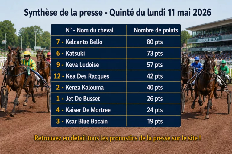 Pronostic quinté presse PMU du lundi 11 mai 2026