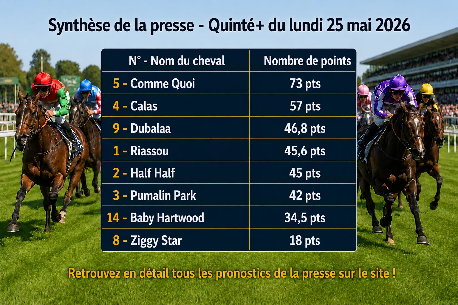 Pronostic quinté presse PMU du lundi 25 mai 2026