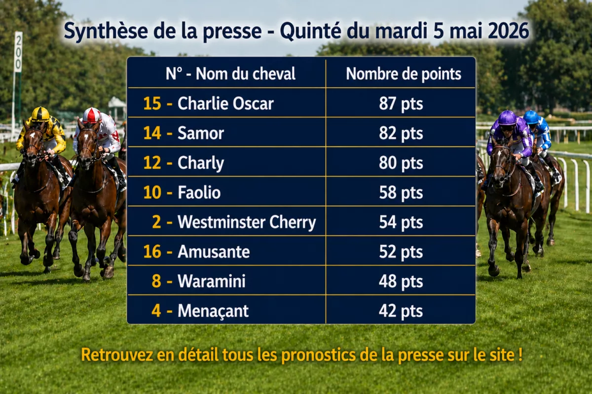 Pronostic quinté presse PMU mardi 5 mai 2026