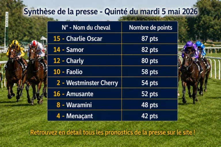 Pronostic quinté presse PMU mardi 5 mai 2026